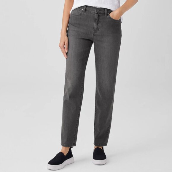 Eileen Fisher Organic Cotton Gray Straight Leg Jeans Size 8 - Picture 1 of 13